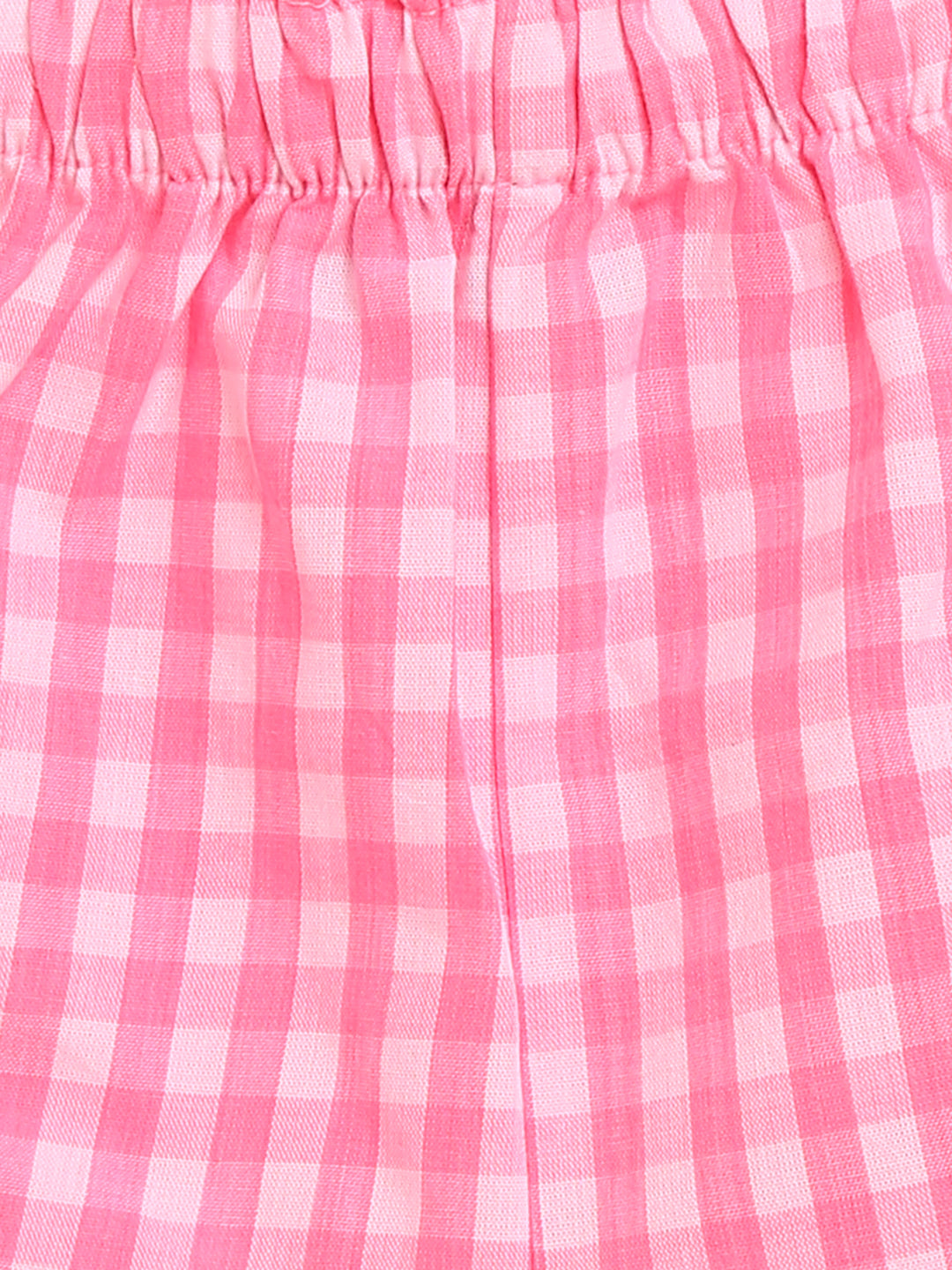 Nautinati Girls Pink White Checked Top With Shorts