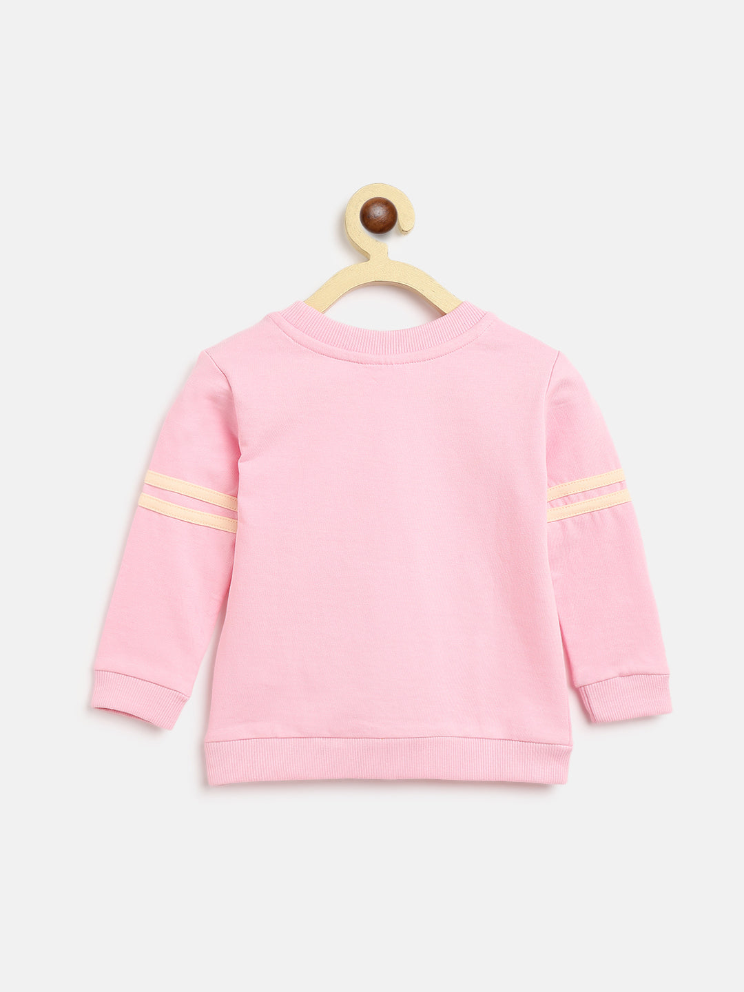 Nautinati Girls Pink Peach-Coloured Applique Pure Cotton Top With Trouser