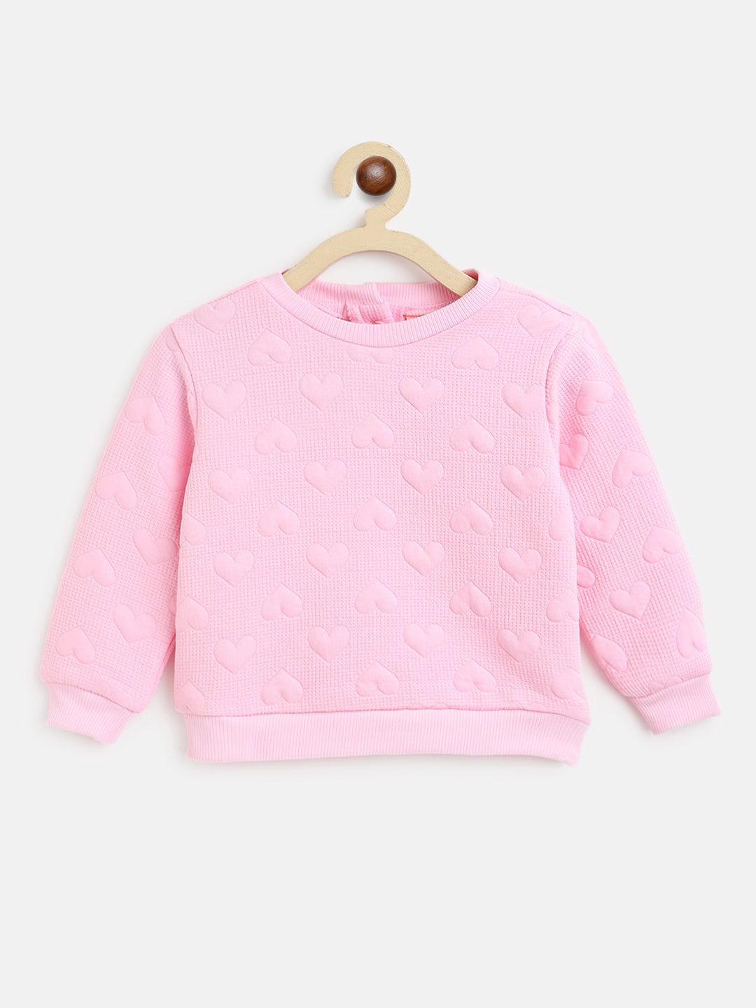 Nautinati Girls Pink Solid Sweatshirt