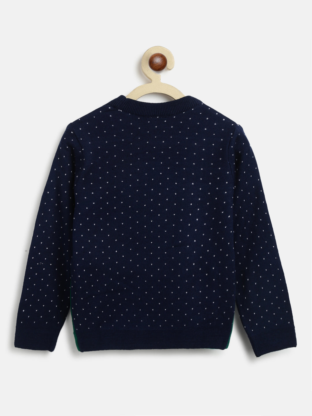 Nautinati Boys Navy Blue Animal Printed Pullover Sweater