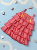 Nautinati Red Floral Printed Layered A-Line Dress