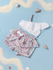Nautinati Girls' Single-shouldered Top & All-over Floral Printed Shorts Co-ord Set