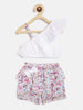 Nautinati Girls' Single-shouldered Top & All-over Floral Printed Shorts Co-ord Set