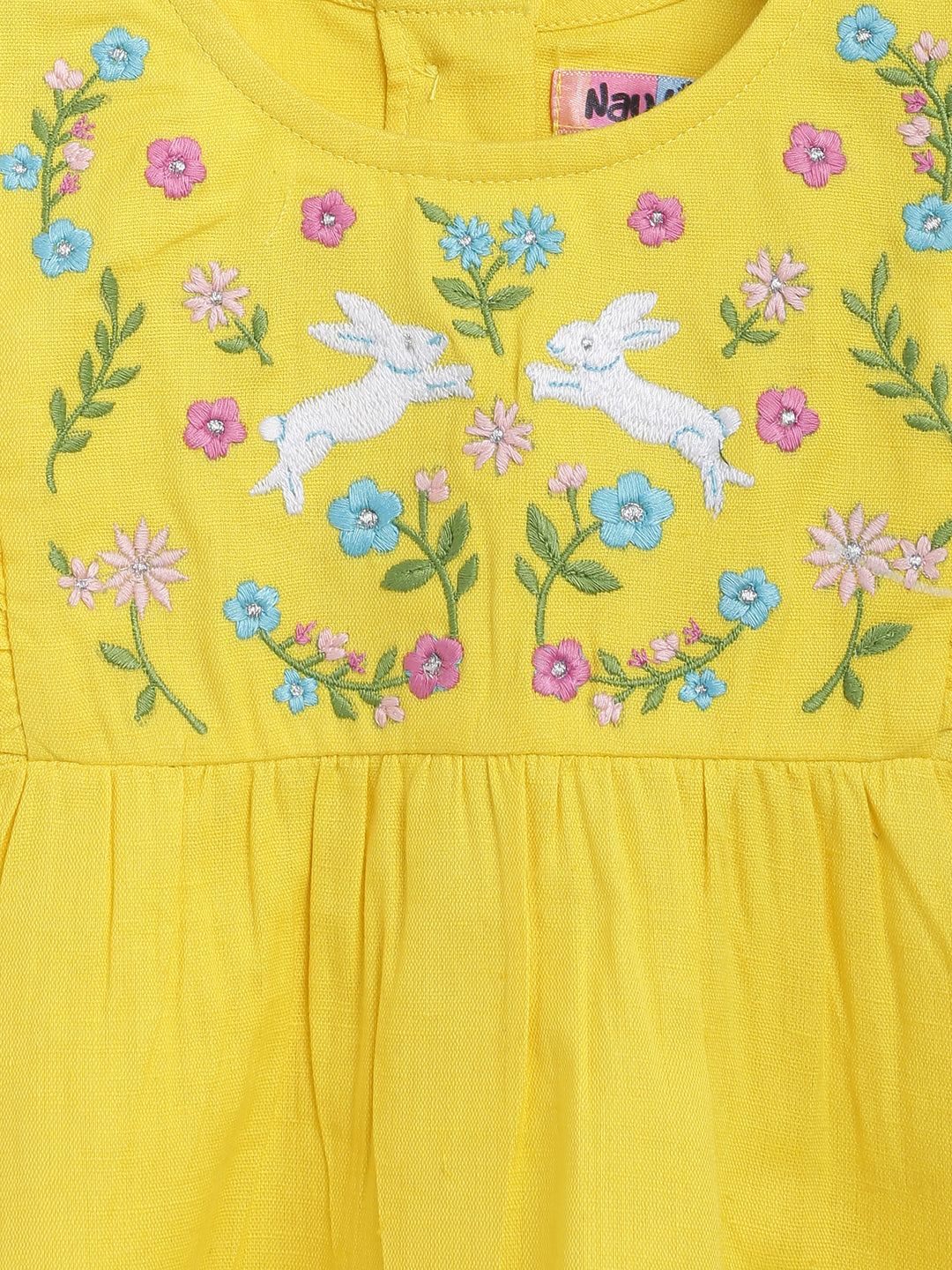 Nautinati Girls Embroidered Pure Cotton Clothing Set