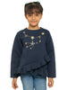 Nautinati Girls Navy Blue Printed Sweatshirt