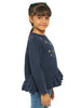 Nautinati Girls Navy Blue Printed Sweatshirt