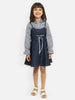 Nautinati Girls Blue White Sleeveless Pinafore Cotton Dress