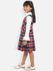 Nautinati Red Black Checked Pinafore Dress With Attached White High Neck Top