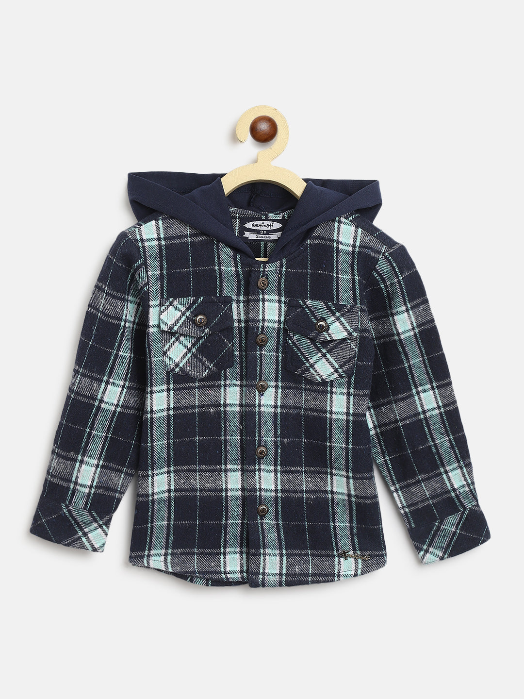 Nautinati Boys Standard Tartan Checked Pure Cotton Casual Shirt