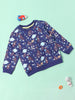 Nautinati Boys Navy Blue Printed Pure Cotton Sweatshirt