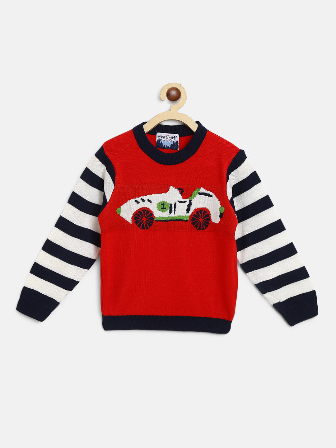 Nautinati Boys Red Navy Blue Pullover