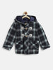 Nautinati Boys Checked Hooded Pure Cotton Open Front Jacket