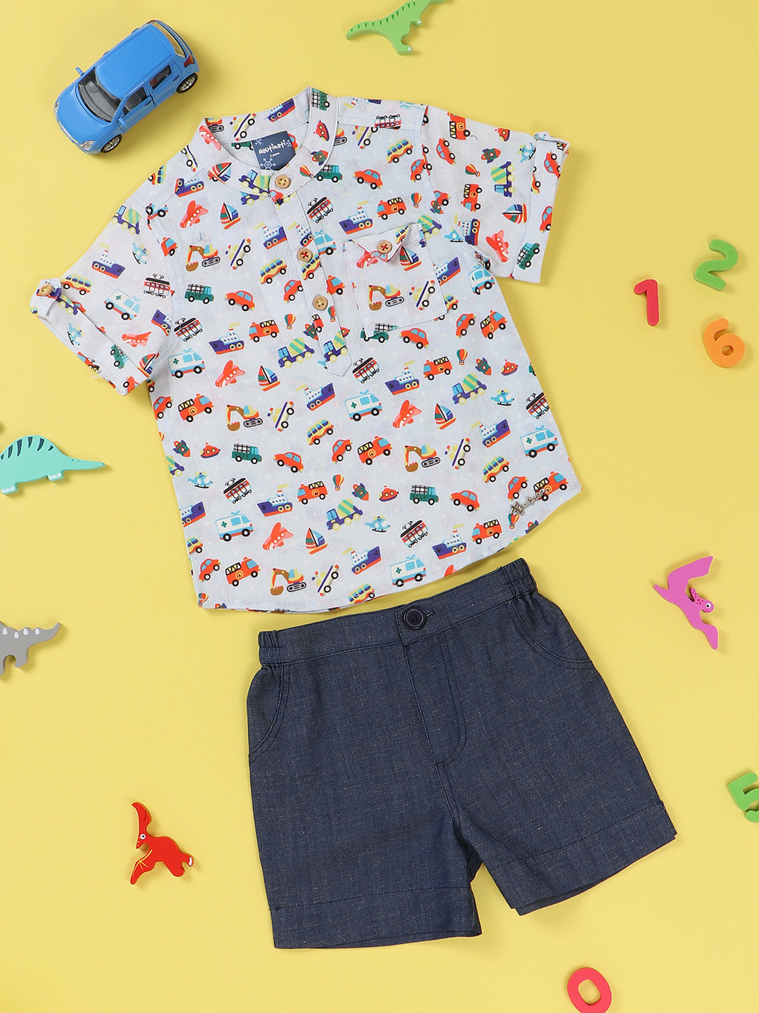 Nautinati Boys Printed Shirt With Shorts