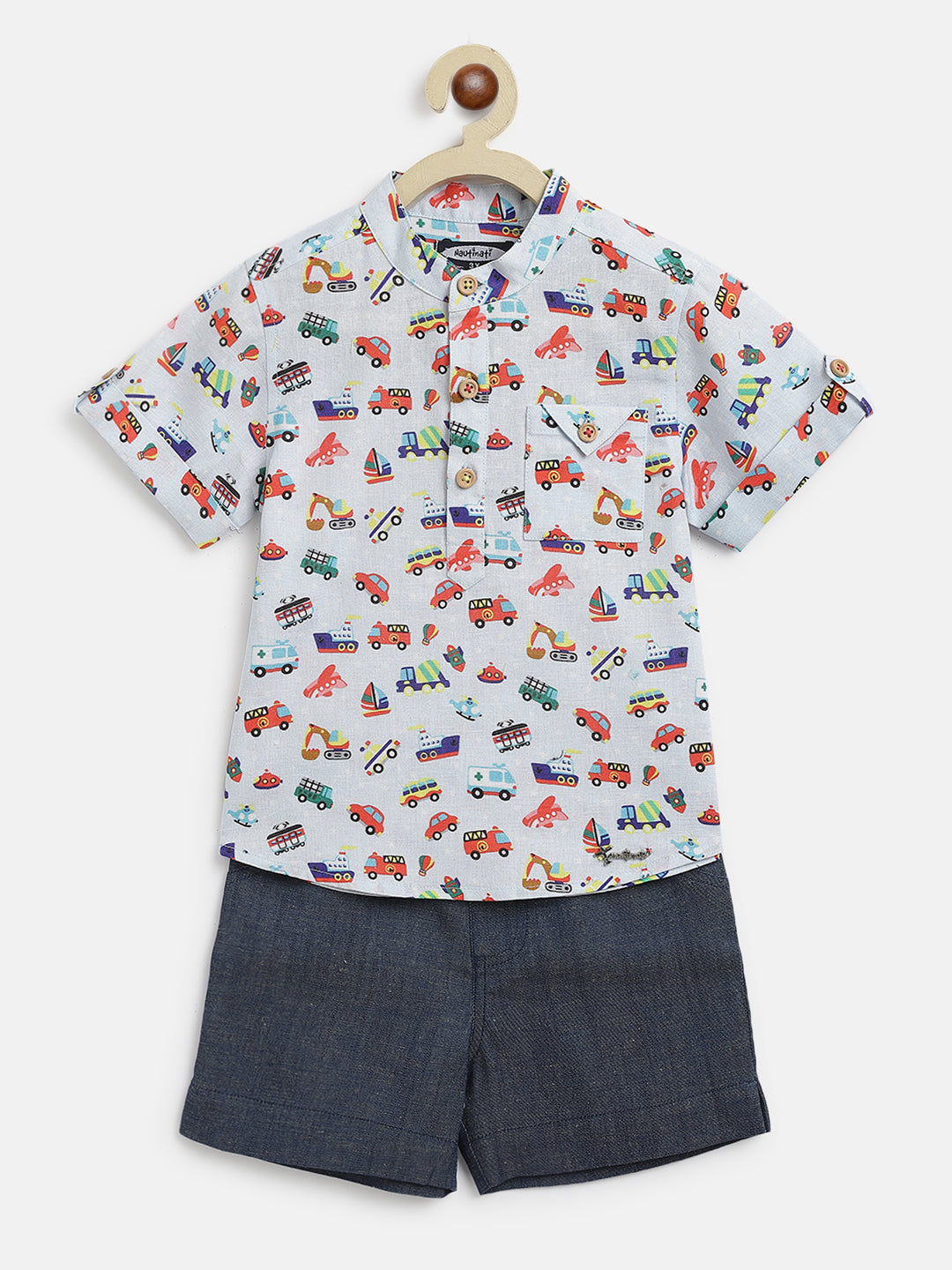 Nautinati Boys Printed Shirt With Shorts