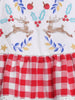 Nautinati Girls Checked Embroidered Detail Schiffli Tiered Fit Flare Dress