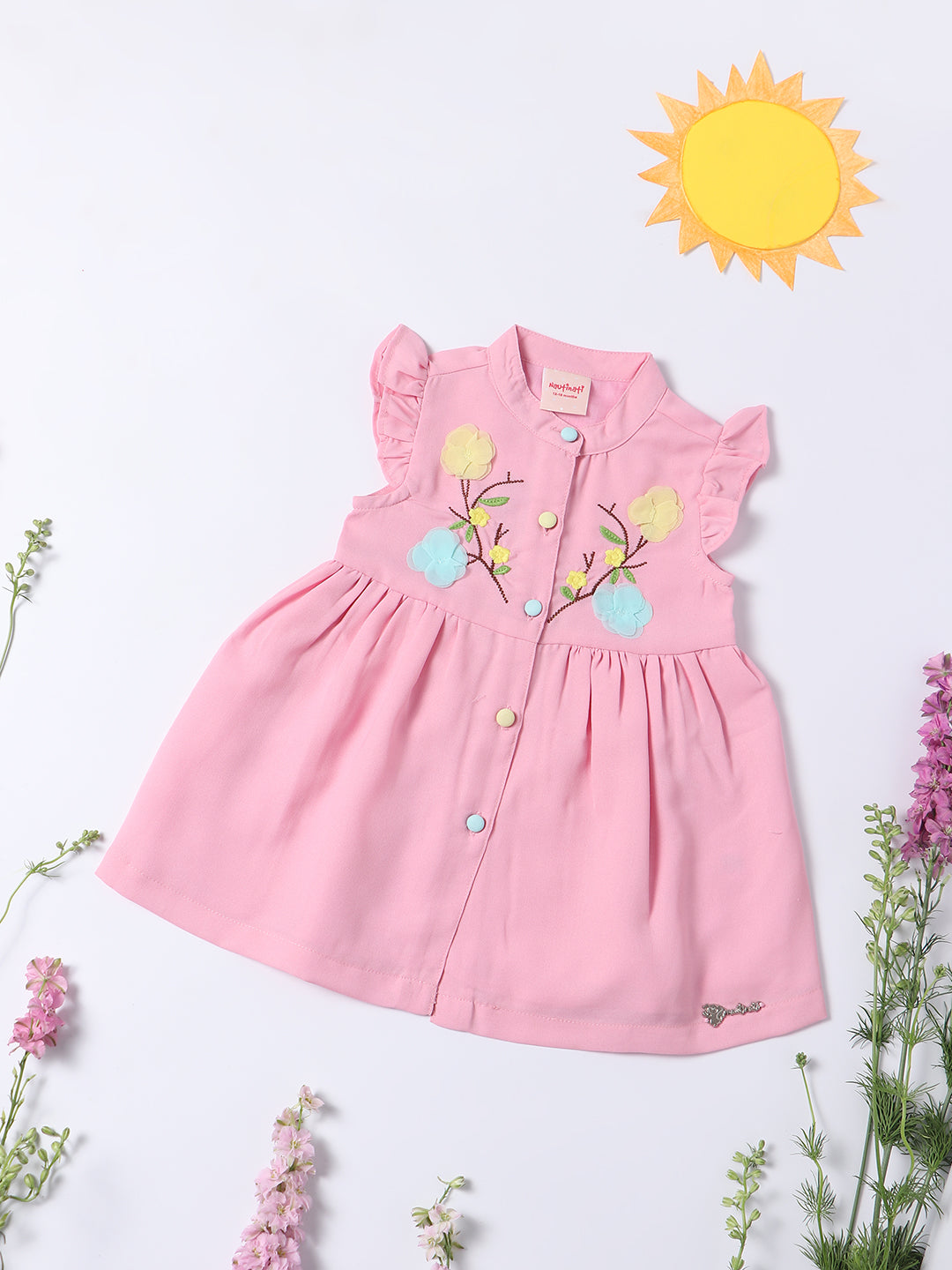 Nautinati Infants Girls Floral Embroidered A-Line Dress