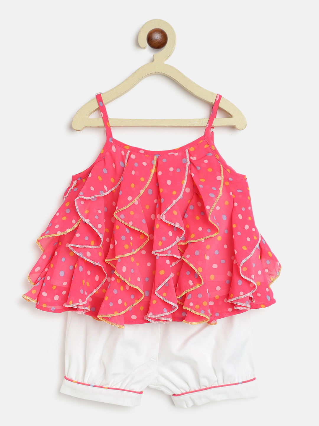 Nautinati Infant Girls Printed Ruffled Top With Shorts