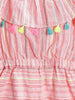 Nautinati Girls Peach Stripes Sleeveless Cotton Jumpsuit