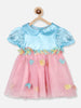 Nautinati Girls Floral Corsage Peter Pan Collar Puff Sleeve Net Tulle Fit Flare Dress