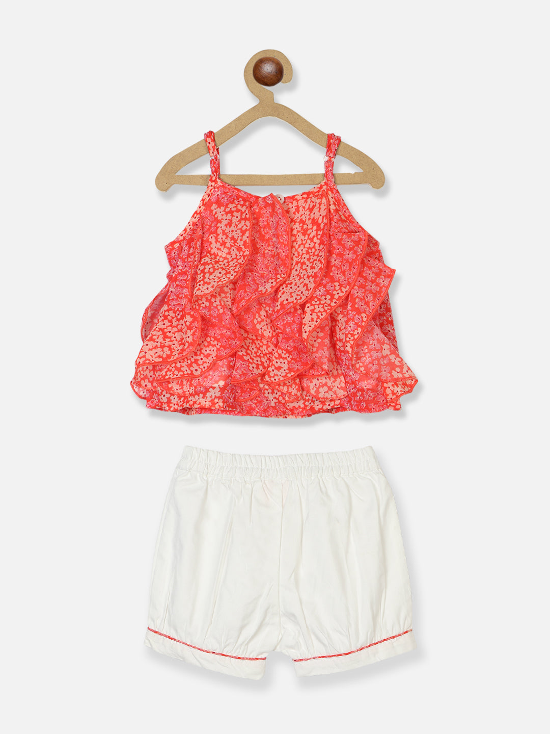 Nautinati Girls Printed Ruffled Top With Shorts