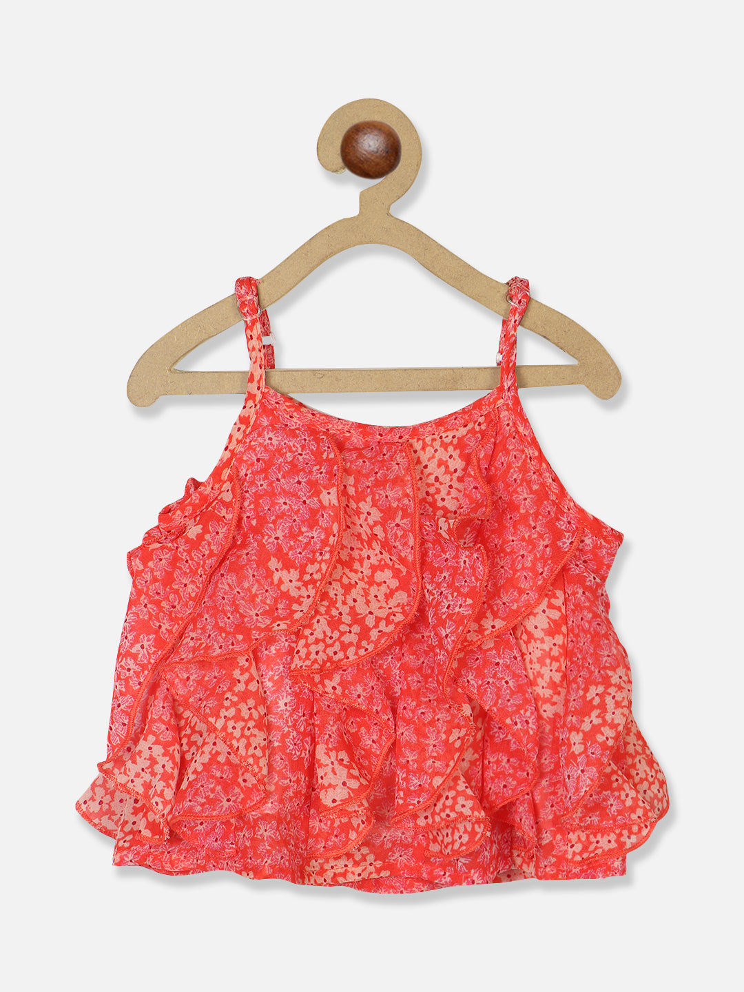 Nautinati Girls Printed Ruffled Top With Shorts