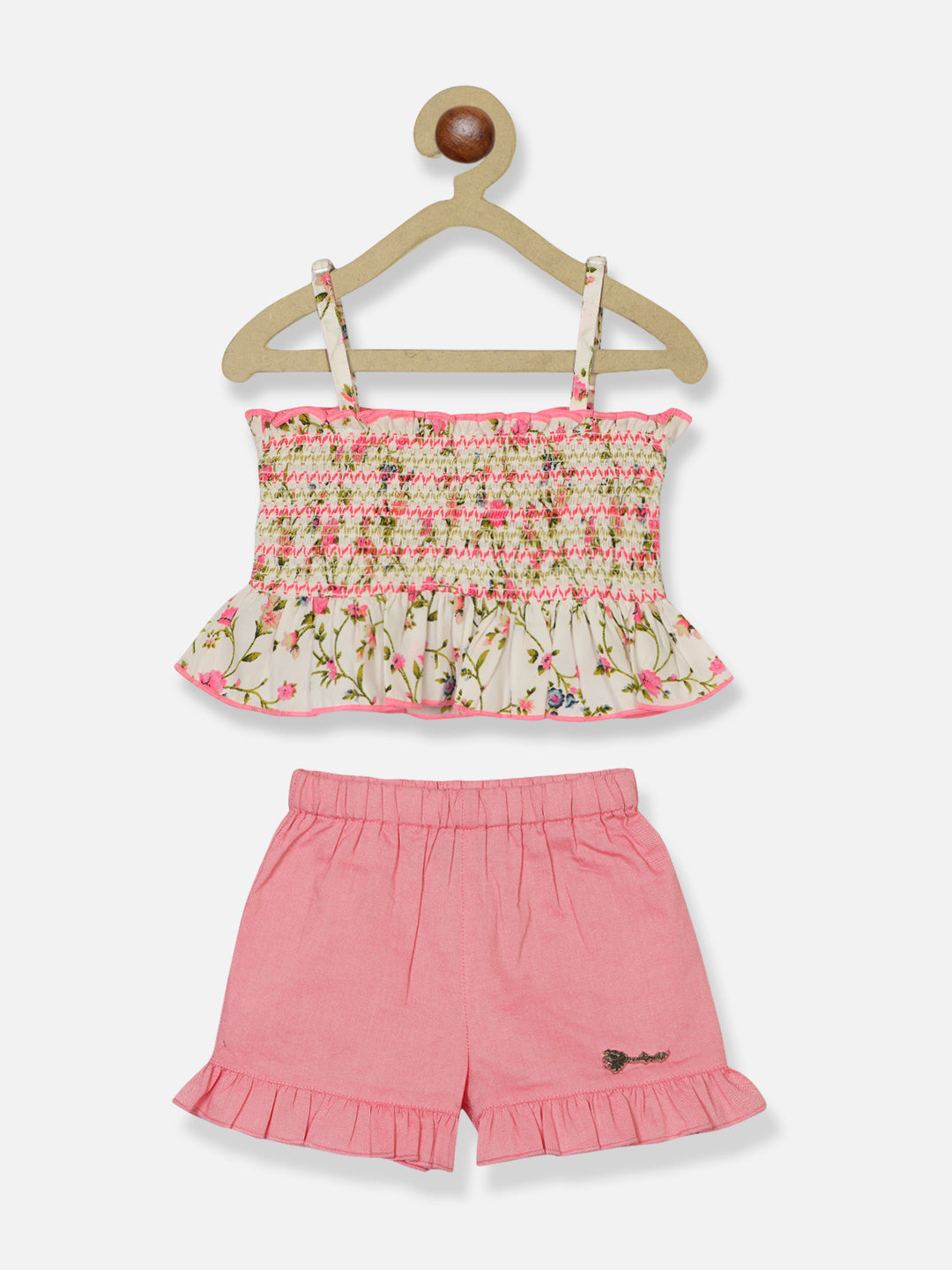 Nautinati Girls Printed Smocked Top With Shorts