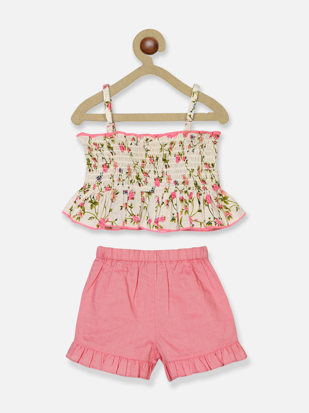 Nautinati Girls Printed Smocked Top With Shorts