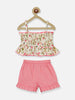 Nautinati Girls Printed Smocked Top With Shorts