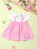Nautinati Girls' 100% Cotton Gingham Suspender-style Dress with Solid White Bodice & Unicorn Embroidery