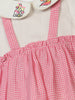 Nautinati Girls' 100% Cotton Gingham Suspender-style Dress with Solid White Bodice & Unicorn Embroidery