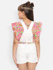 Nautinati Girls Dungaree With Waist Belt Printed Top