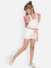Nautinati Girls Dungaree With Waist Belt Printed Top