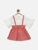 Nautinati Girls Bell Sleeves Top With Checked Skirt