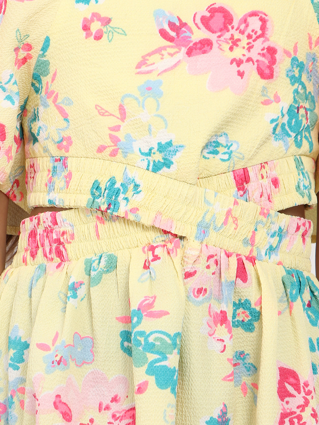 Nautinati Girls Floral Print Crepe Fit Flare Dress