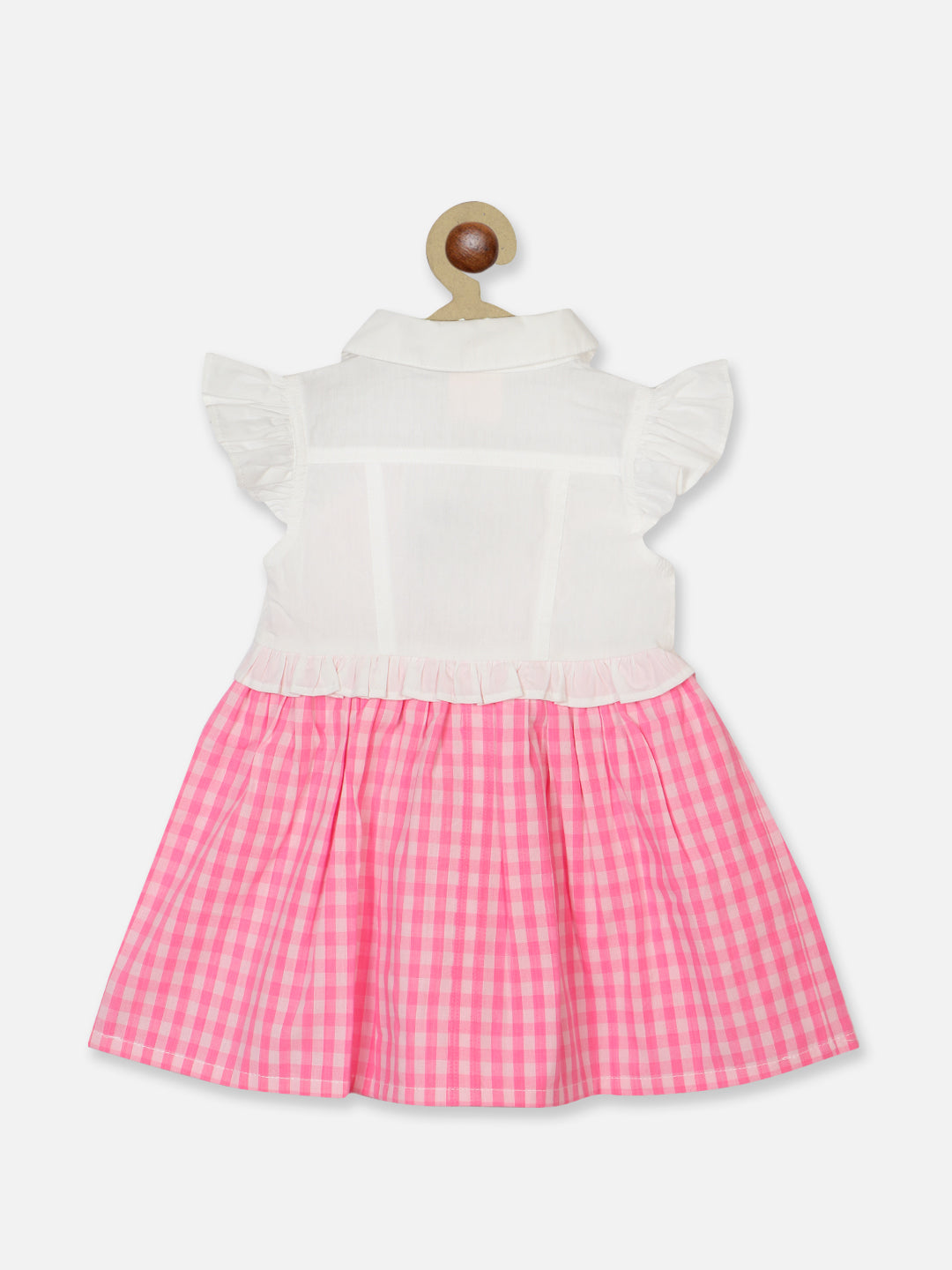 Nautinati Infants Checked Peter Pan Collar Ruffled Detailed Pure Cotton A-Line Dress