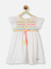 Nautinati Girls Floral Embroidered Flutter Sleeve Crepe Fit Flare Dress