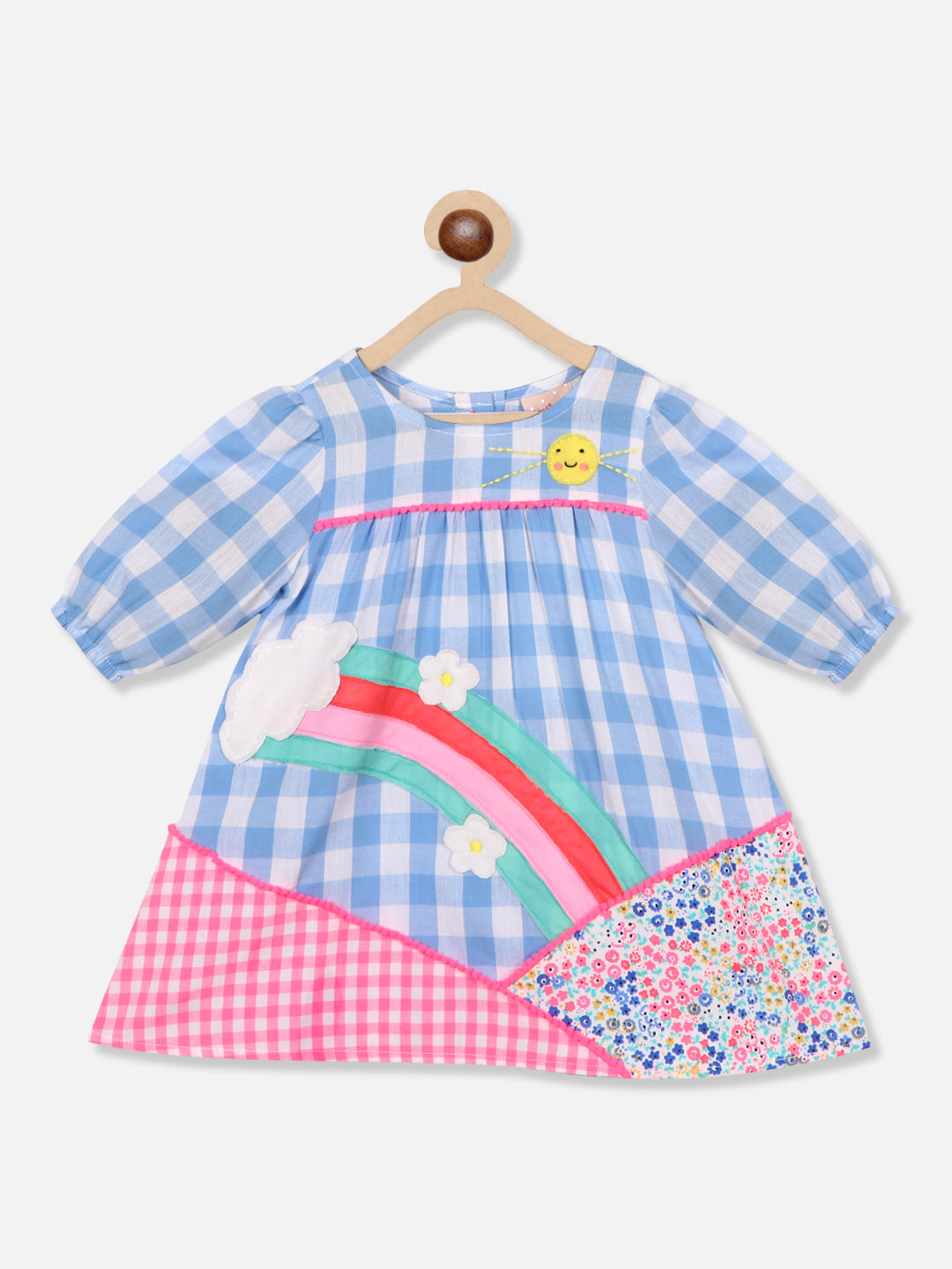 Nautinati Infants Checked Pure Cotton A-Line Dress
