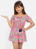 Nautinati Girls Off-Shoulder Printed Playsuit