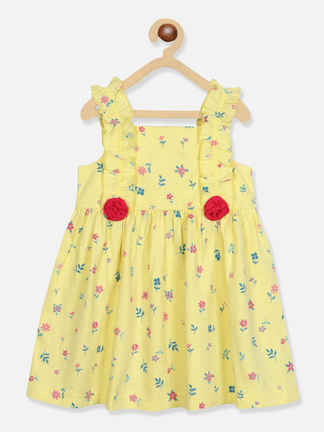 Nautinati Infants Floral Printed Pure Cotton Fit Flare Dress