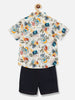 Nautinati Boys Printed Pure Cotton Shirt With Shorts