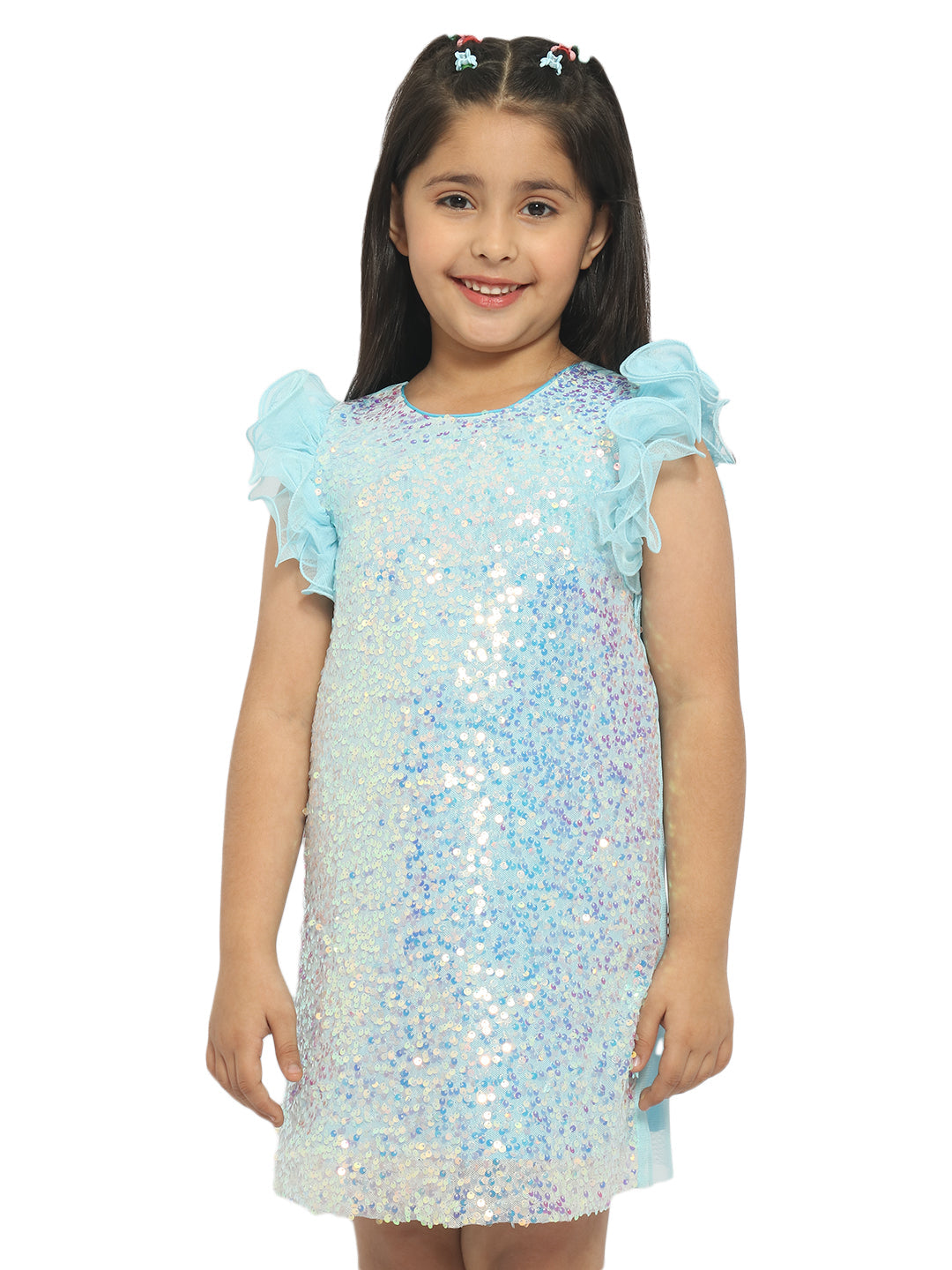 Nautinati Kids Embellished Sequinned Net A-Line Dress