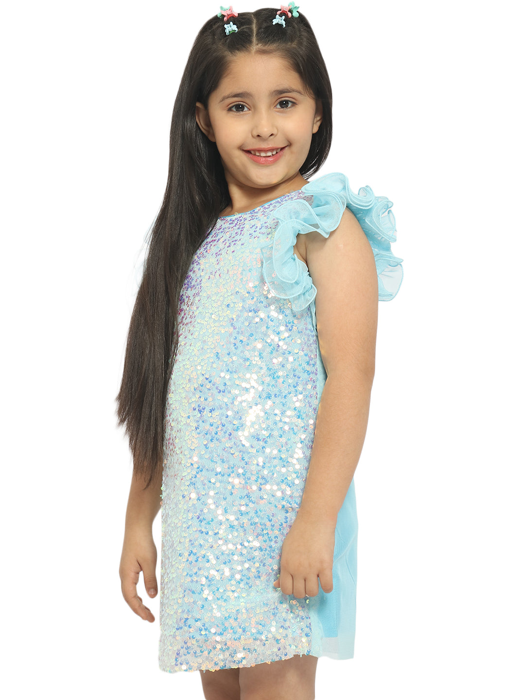 Nautinati Kids Embellished Sequinned Net A-Line Dress