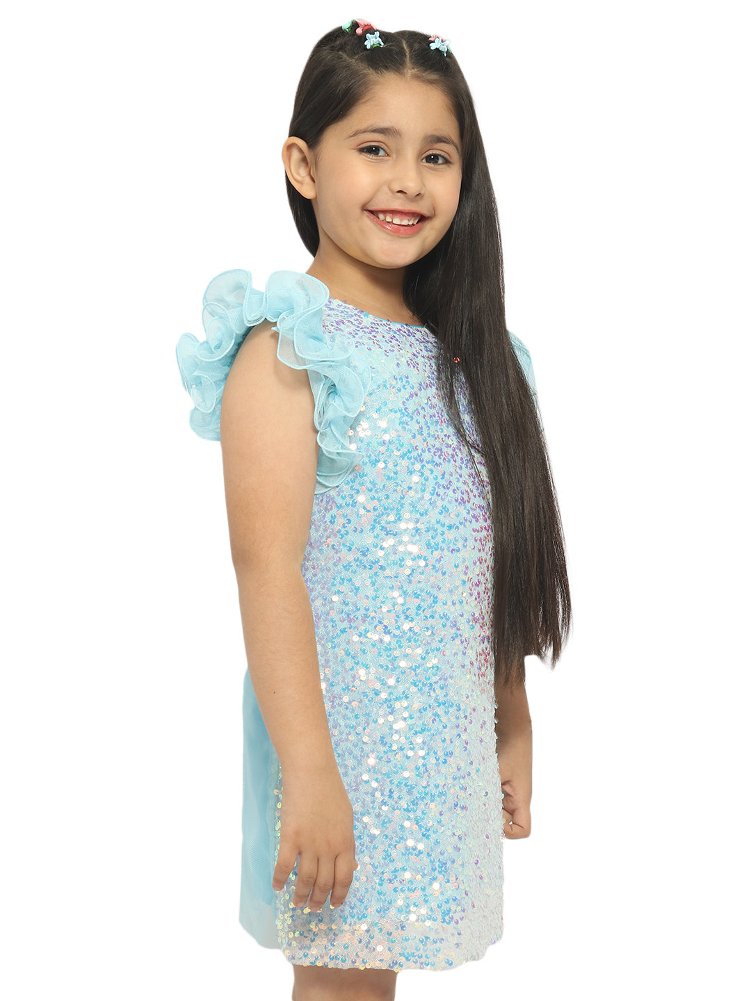 Nautinati Kids Embellished Sequinned Net A-Line Dress