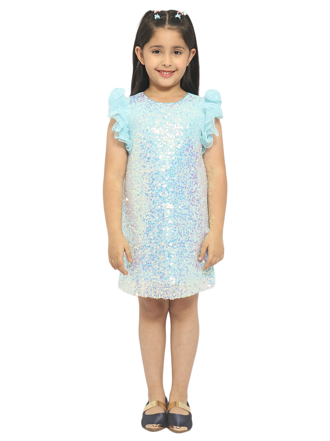 Nautinati Kids Embellished Sequinned Net A-Line Dress