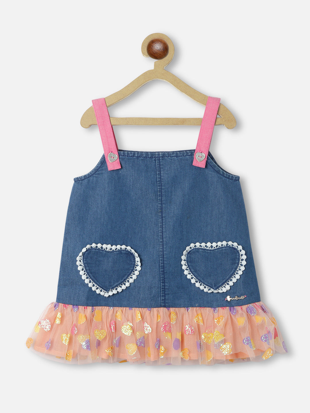 Nautinati Girls Ruffles Denim A-Line Dress