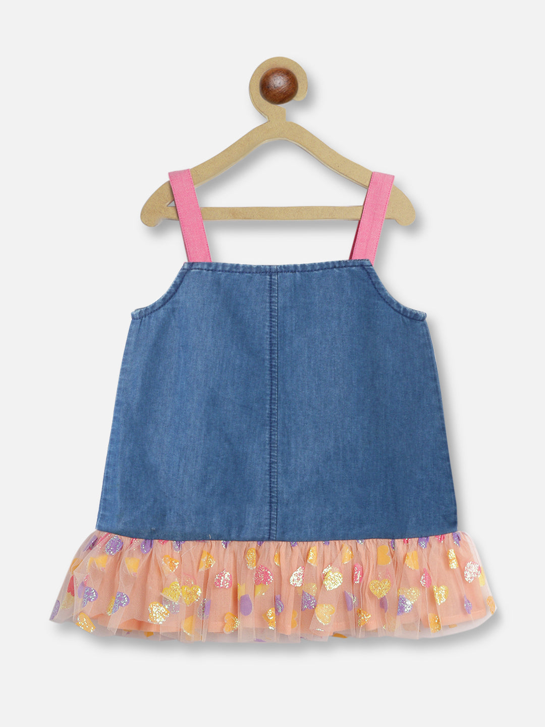 Nautinati Girls Ruffles Denim A-Line Dress