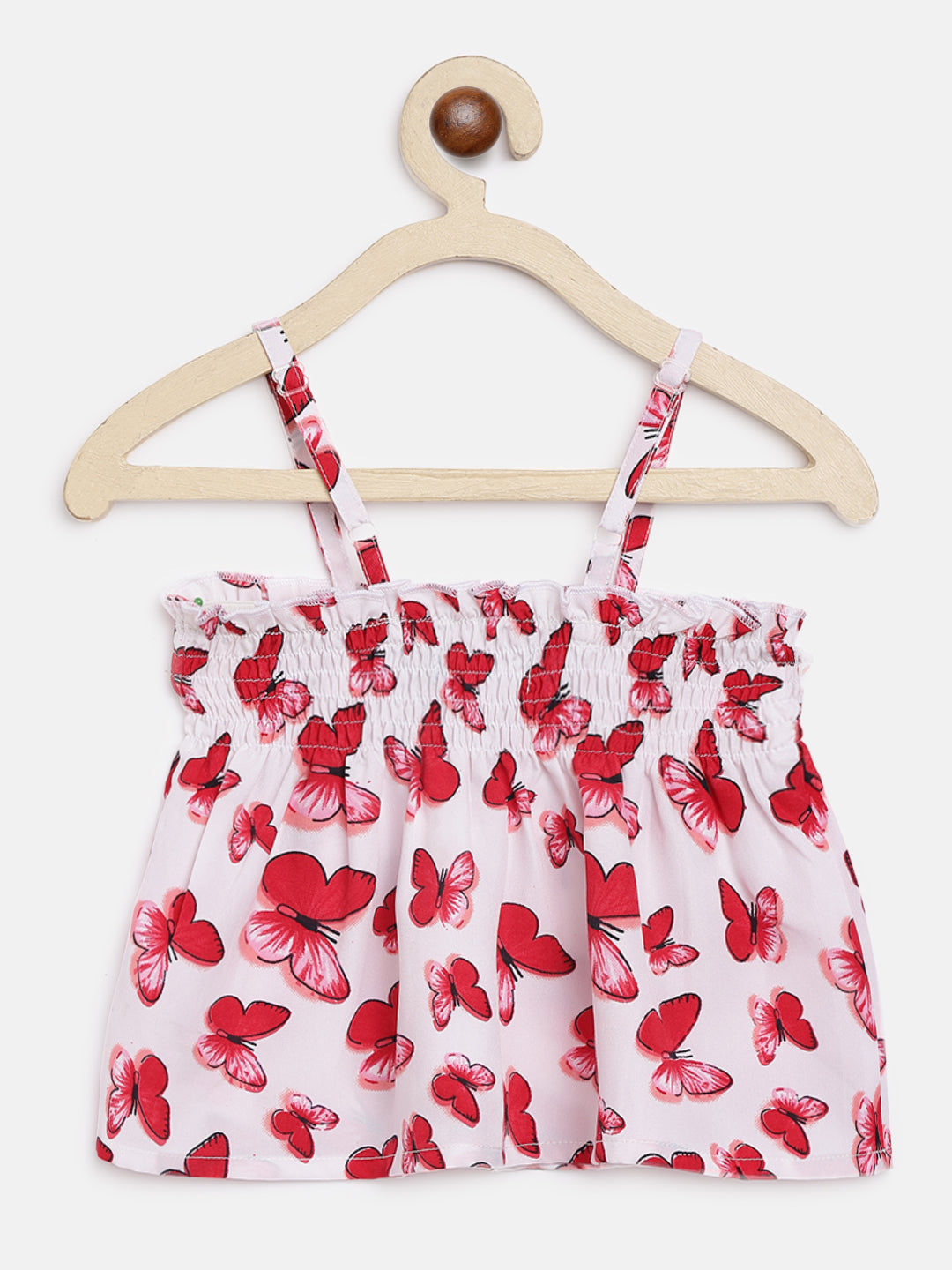 Nautinati Girls Printed Shoulder Straps Top With Shorts