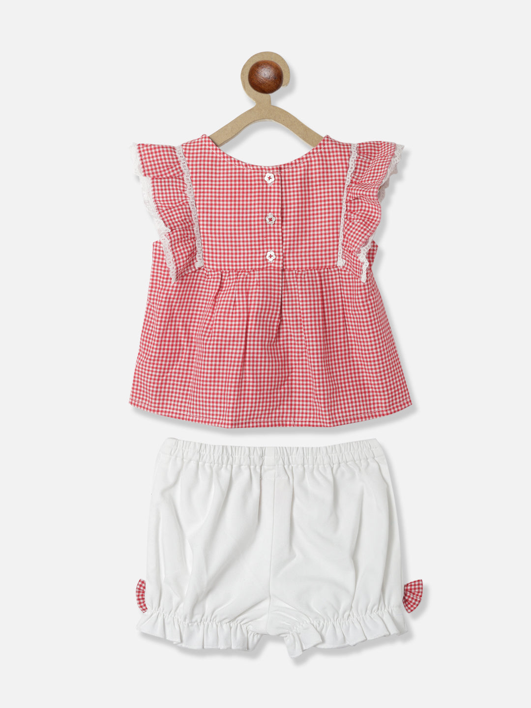 Nautinati Girls Checked Ruffled Top With Shorts