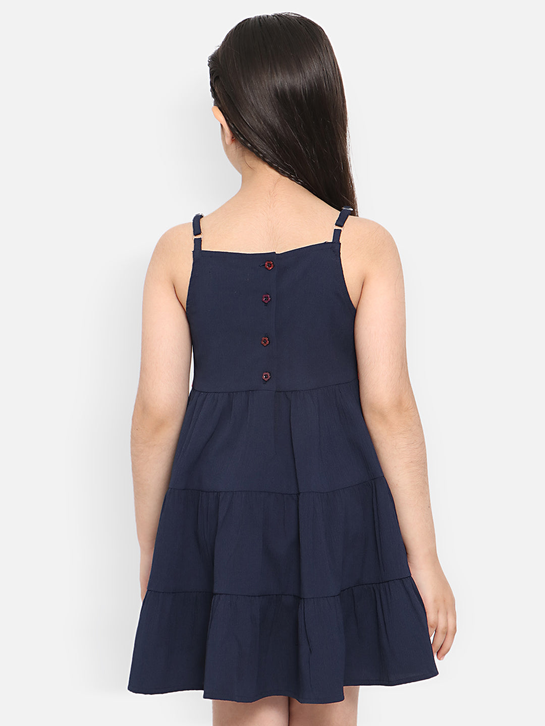 Nautinati Girls Embroidered Tiered A-Line Dress