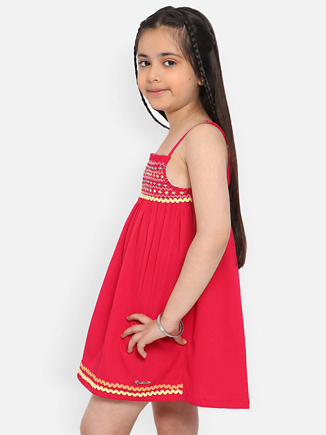 Nautinati Girls Embroidered Smocked A-Line Dress